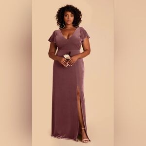 Velvet V-neck Dusty Rose Dress - Size M